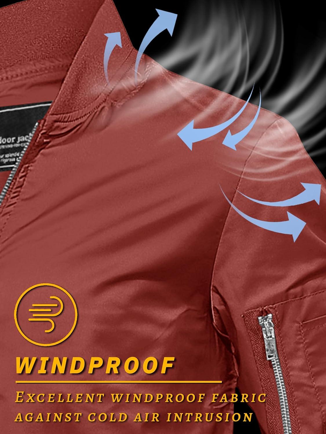 imageTACVASEN Mens Bomber Jacket Lightweight Casual Spring Fall Windbreaker Zip Up Coat with Pocket01 Orange Red