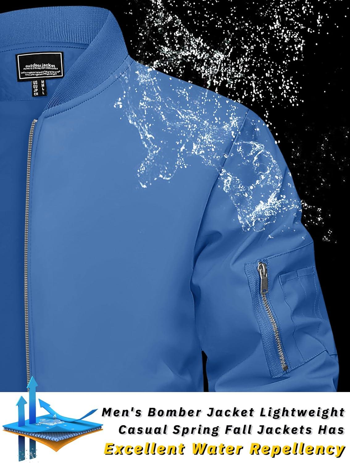 imageTACVASEN Mens Bomber Jacket Lightweight Casual Spring Fall Windbreaker Zip Up Coat with Pocket01 Royal Blue