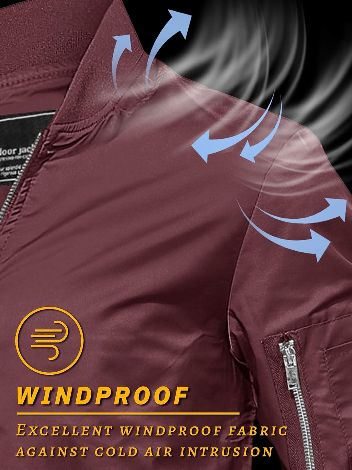 imageTACVASEN Mens Bomber Jacket Lightweight Casual Spring Fall Windbreaker Zip Up Coat with Pocket01 Wine Red