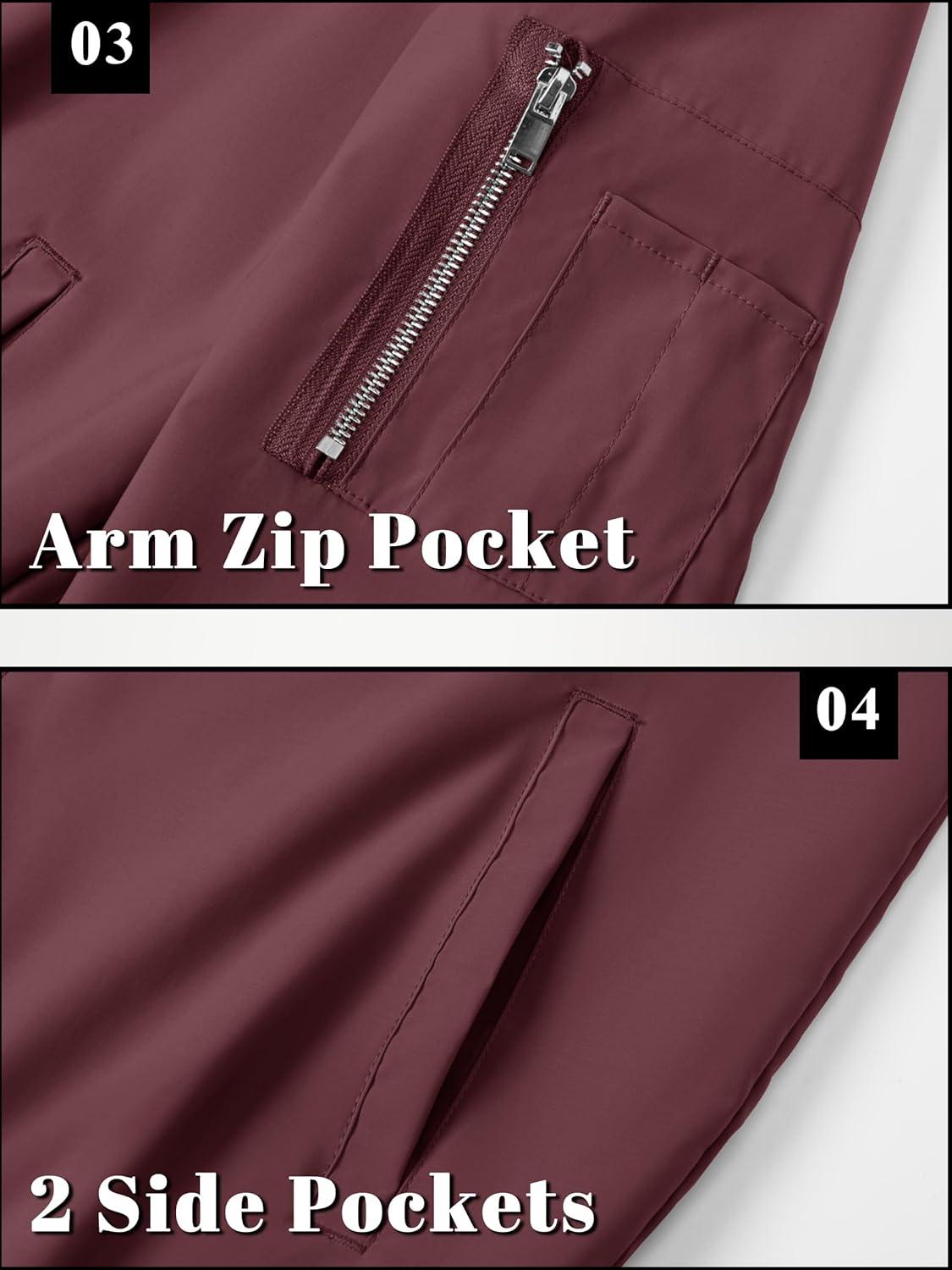 imageTACVASEN Mens Bomber Jacket Lightweight Casual Spring Fall Windbreaker Zip Up Coat with Pocket01 Wine Red