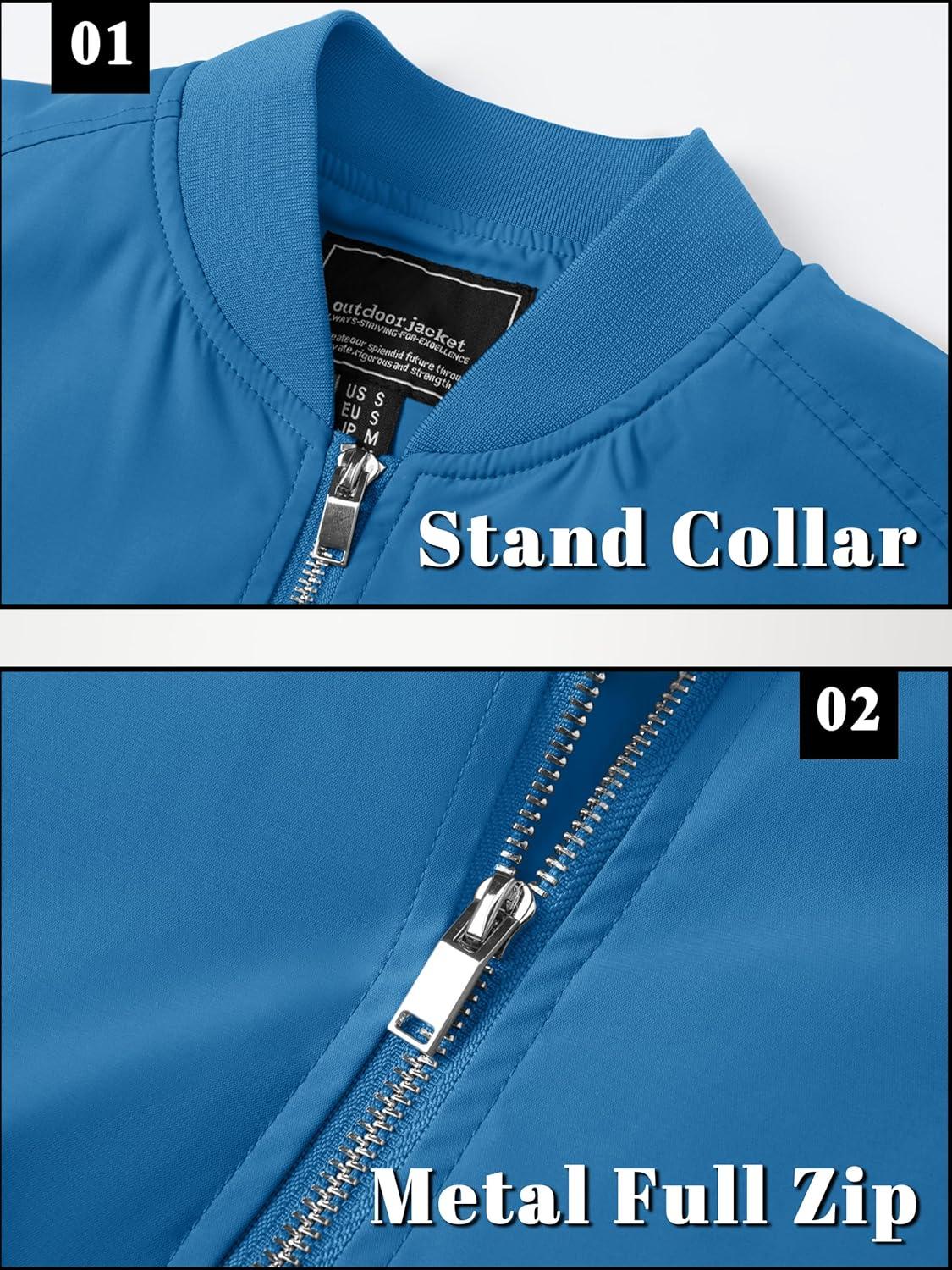 imageTACVASEN Mens Bomber Jacket Lightweight Casual Spring Fall Windbreaker Zip Up Coat with Pocket02 Blue Green