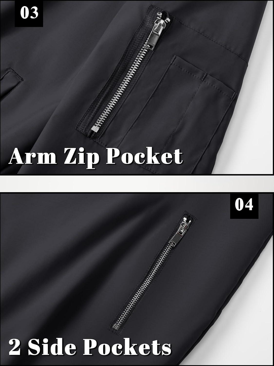 imageTACVASEN Mens Bomber Jacket Lightweight Casual Spring Fall Windbreaker Zip Up Coat with Pocket02 Dark Grey