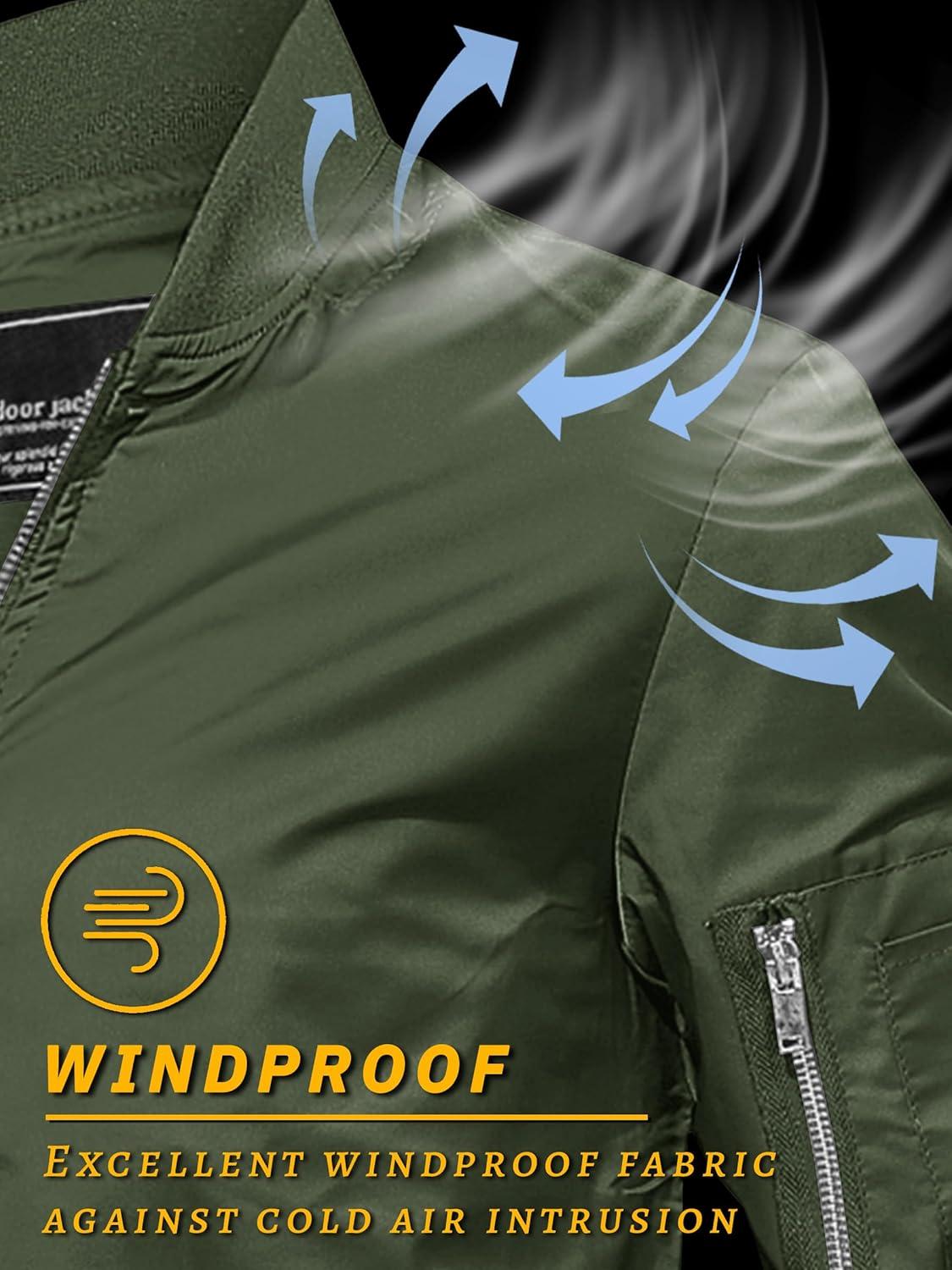 imageTACVASEN Mens Bomber Jacket Lightweight Casual Spring Fall Windbreaker Zip Up Coat with Pocket02 Green