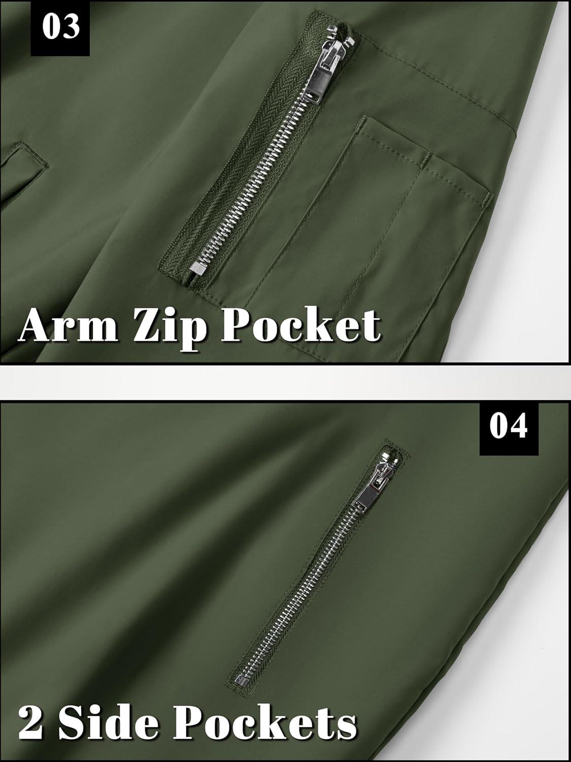 imageTACVASEN Mens Bomber Jacket Lightweight Casual Spring Fall Windbreaker Zip Up Coat with Pocket02 Green