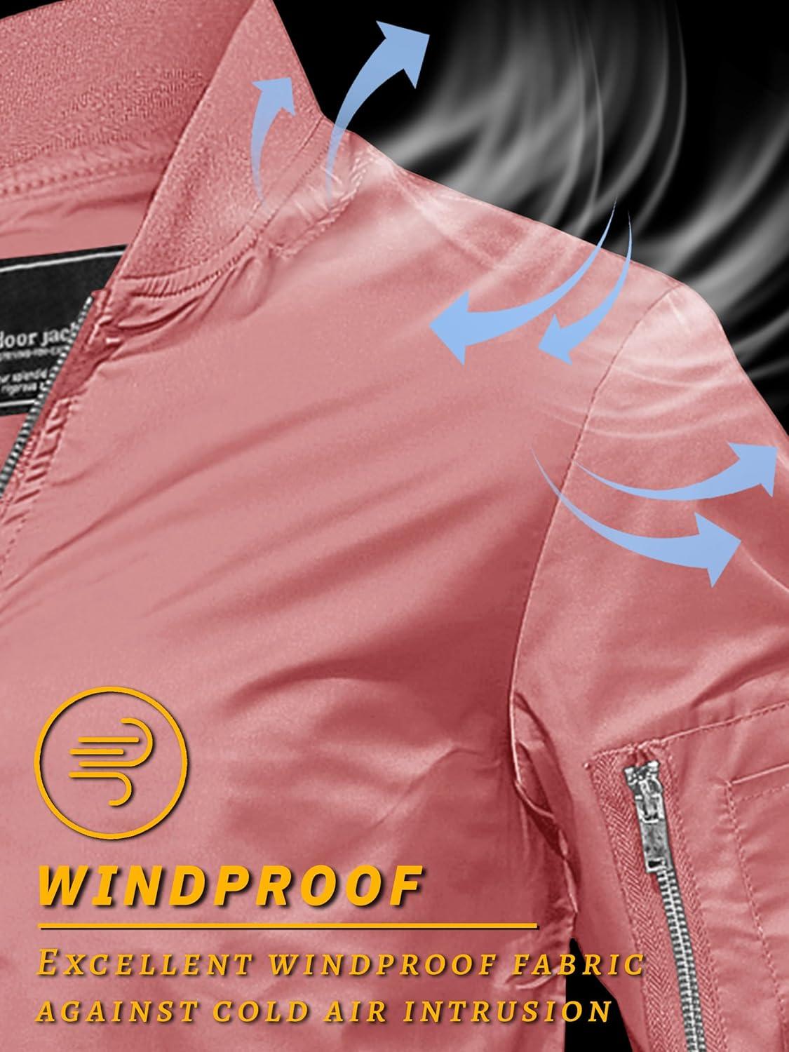 imageTACVASEN Mens Bomber Jacket Lightweight Casual Spring Fall Windbreaker Zip Up Coat with Pocket02 Grey Pink