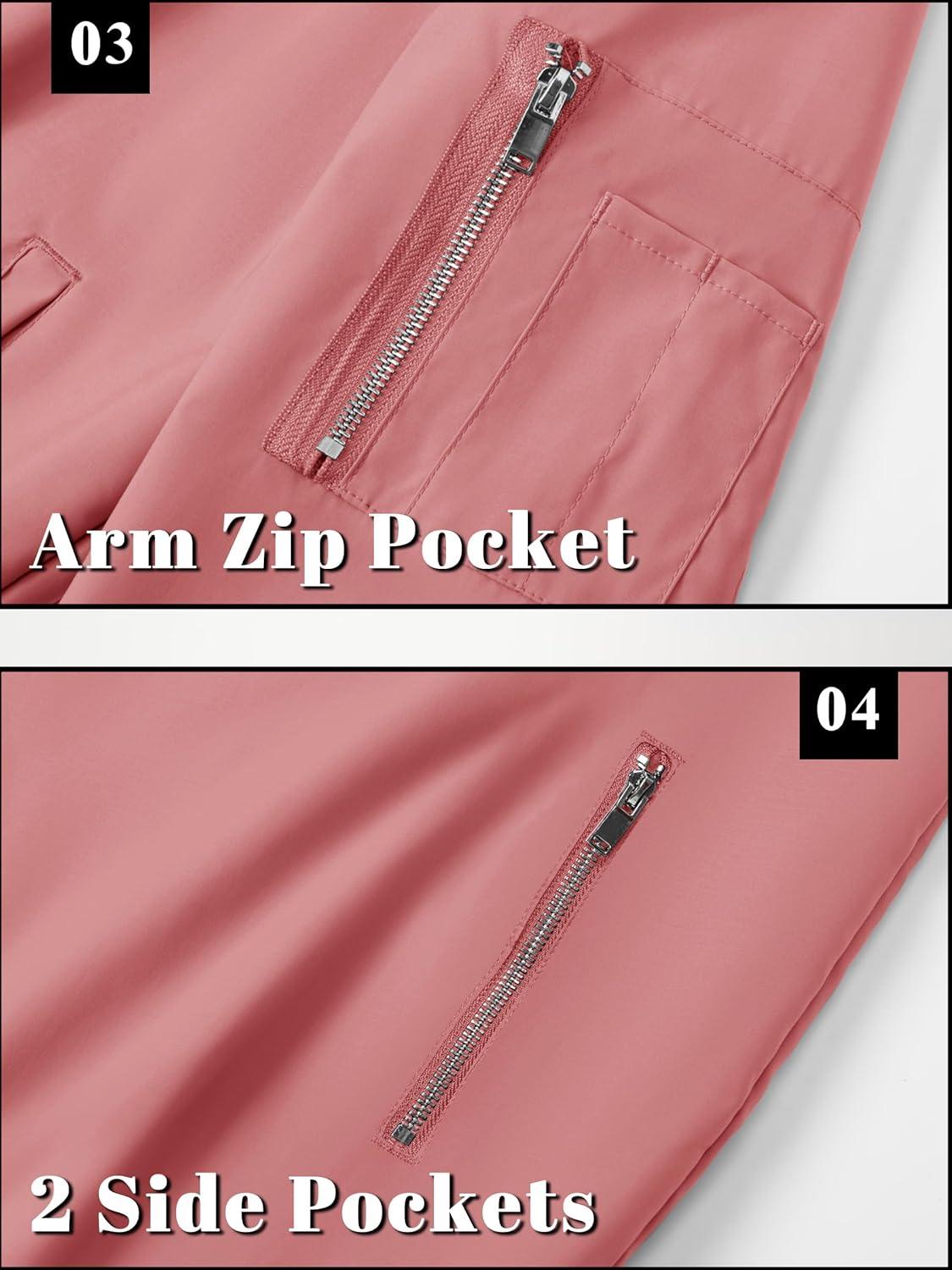 imageTACVASEN Mens Bomber Jacket Lightweight Casual Spring Fall Windbreaker Zip Up Coat with Pocket02 Grey Pink