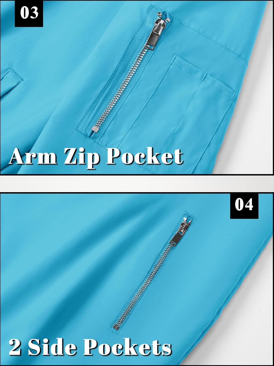 imageTACVASEN Mens Bomber Jacket Lightweight Casual Spring Fall Windbreaker Zip Up Coat with Pocket02 Ice Blue