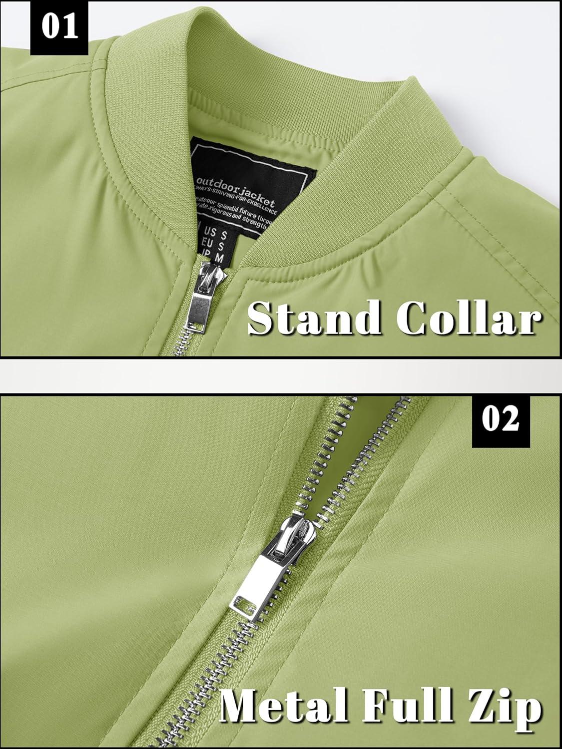 imageTACVASEN Mens Bomber Jacket Lightweight Casual Spring Fall Windbreaker Zip Up Coat with Pocket02 Olive Green