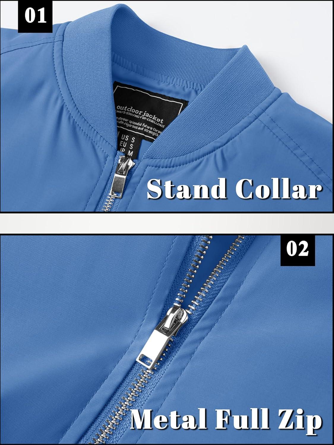 imageTACVASEN Mens Bomber Jacket Lightweight Casual Spring Fall Windbreaker Zip Up Coat with Pocket02 Royal Blue