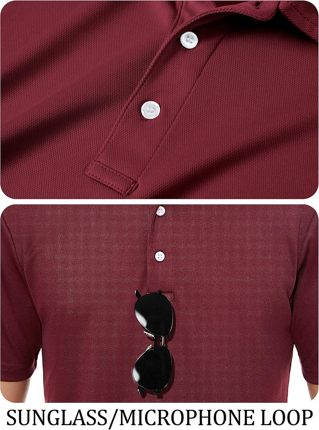 imageTACVASEN Mens Golf Shirt Dry Fit Mens Polo Shirts Short Sleeve Performance Golf Polos for Men with Collar Work Shirts07wine Red