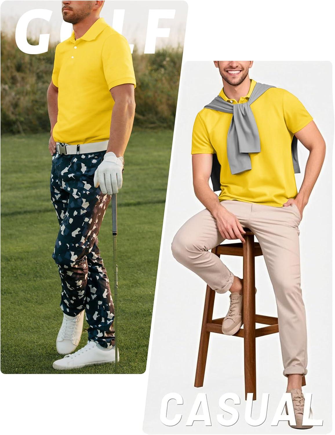imageTACVASEN Mens Golf Shirt Dry Fit Mens Polo Shirts Short Sleeve Performance Golf Polos for Men with Collar Work Shirts23yellow