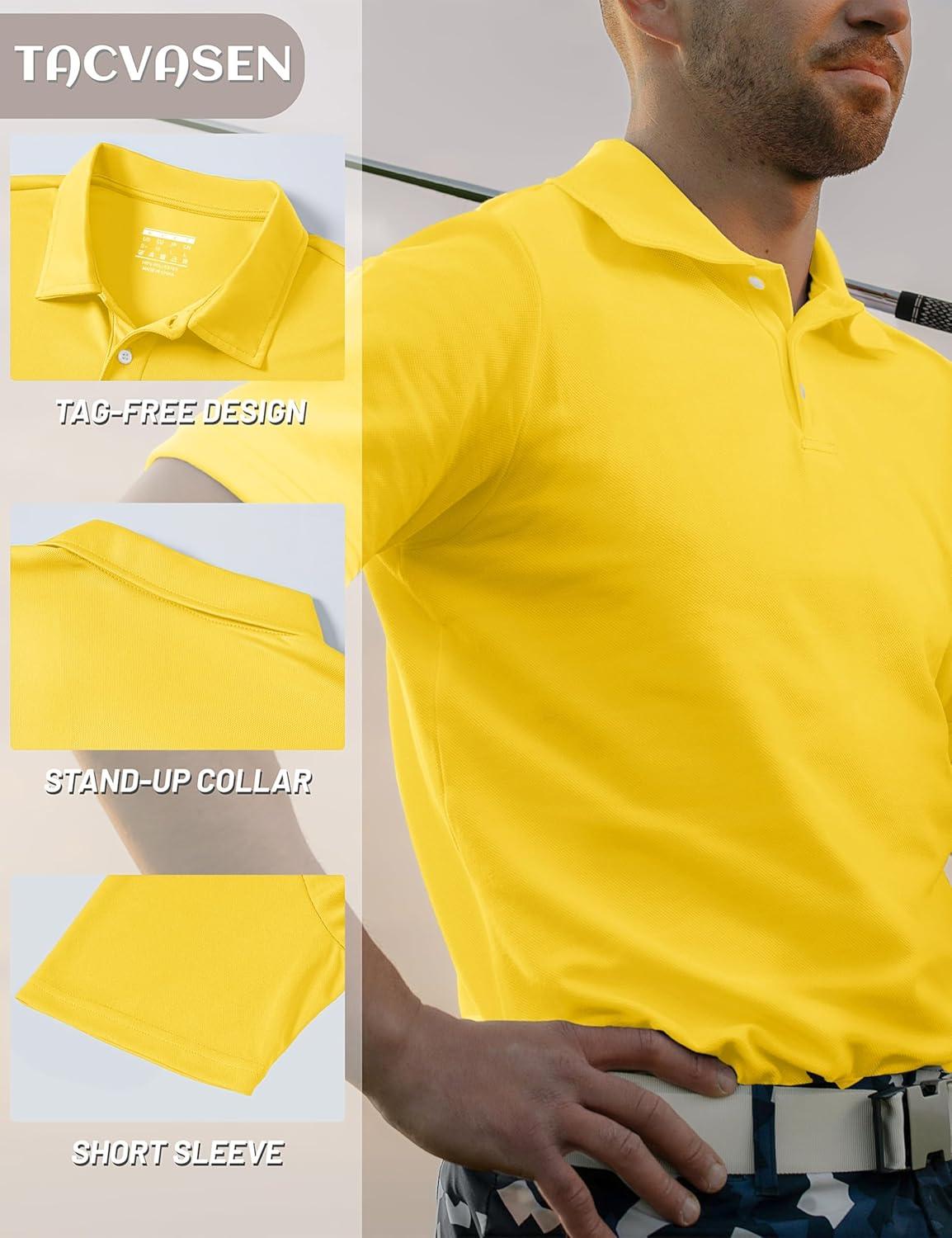 imageTACVASEN Mens Golf Shirt Dry Fit Mens Polo Shirts Short Sleeve Performance Golf Polos for Men with Collar Work Shirts23yellow