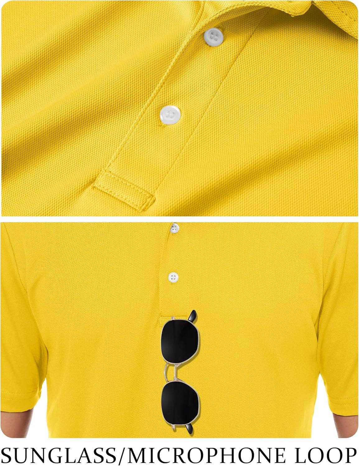 imageTACVASEN Mens Golf Shirt Dry Fit Mens Polo Shirts Short Sleeve Performance Golf Polos for Men with Collar Work Shirts23yellow