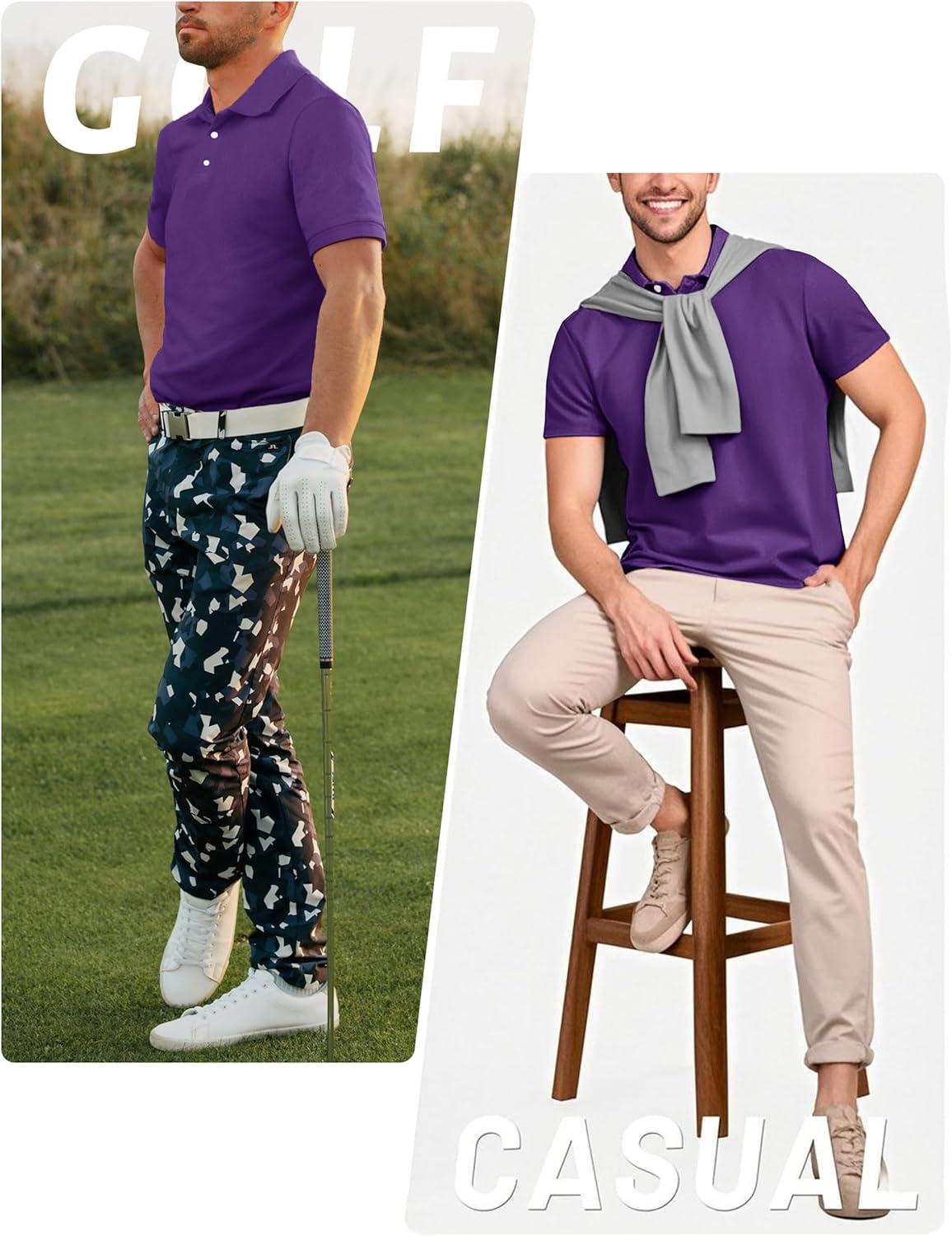imageTACVASEN Mens Golf Shirt Dry Fit Mens Polo Shirts Short Sleeve Performance Golf Polos for Men with Collar Work Shirts24purple