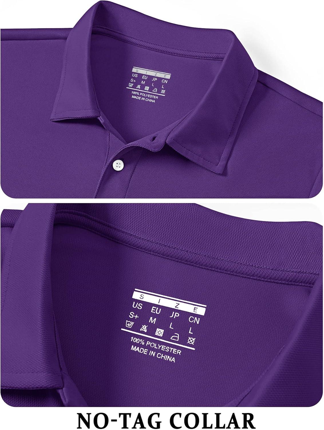 imageTACVASEN Mens Golf Shirt Dry Fit Mens Polo Shirts Short Sleeve Performance Golf Polos for Men with Collar Work Shirts24purple