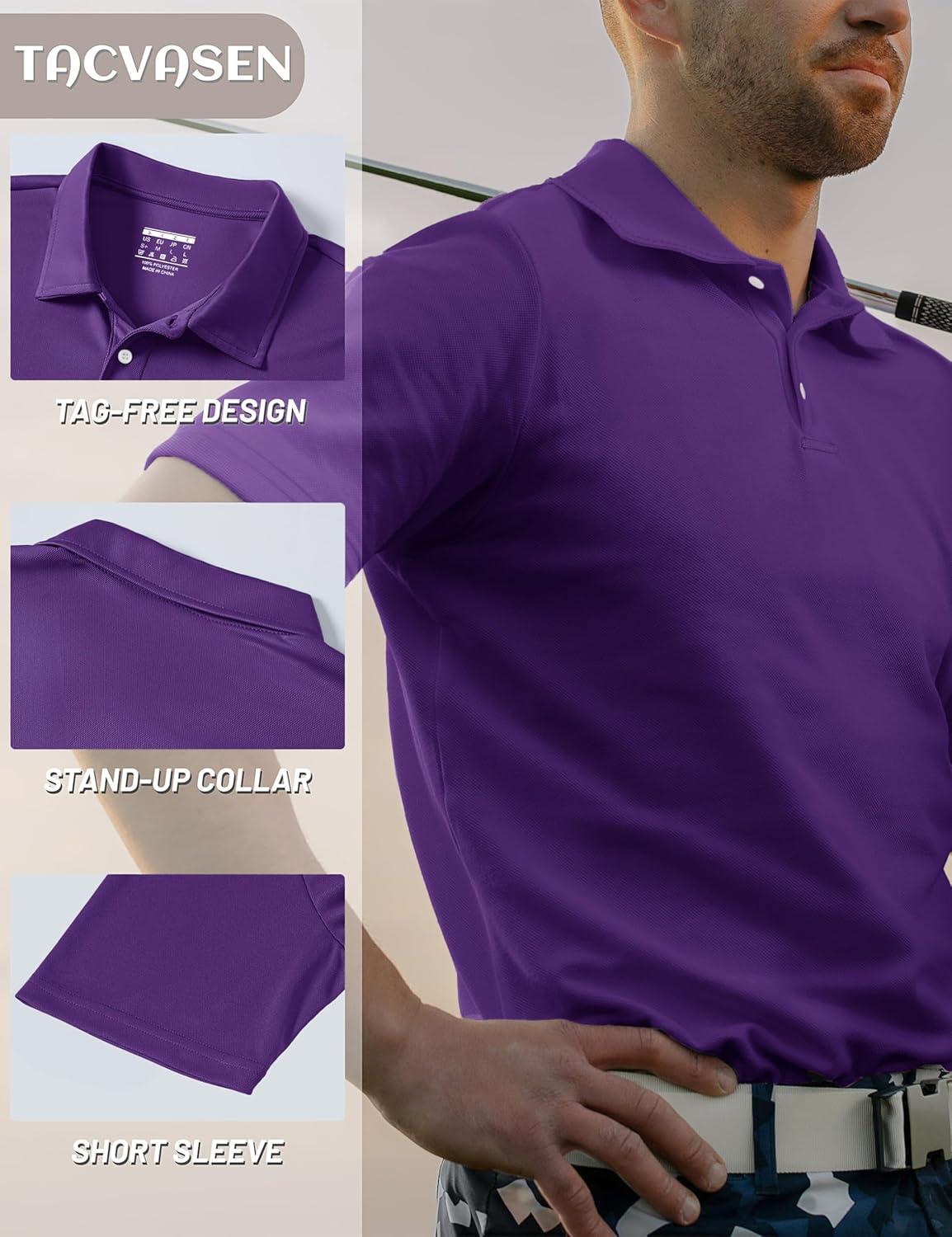 imageTACVASEN Mens Golf Shirt Dry Fit Mens Polo Shirts Short Sleeve Performance Golf Polos for Men with Collar Work Shirts24purple