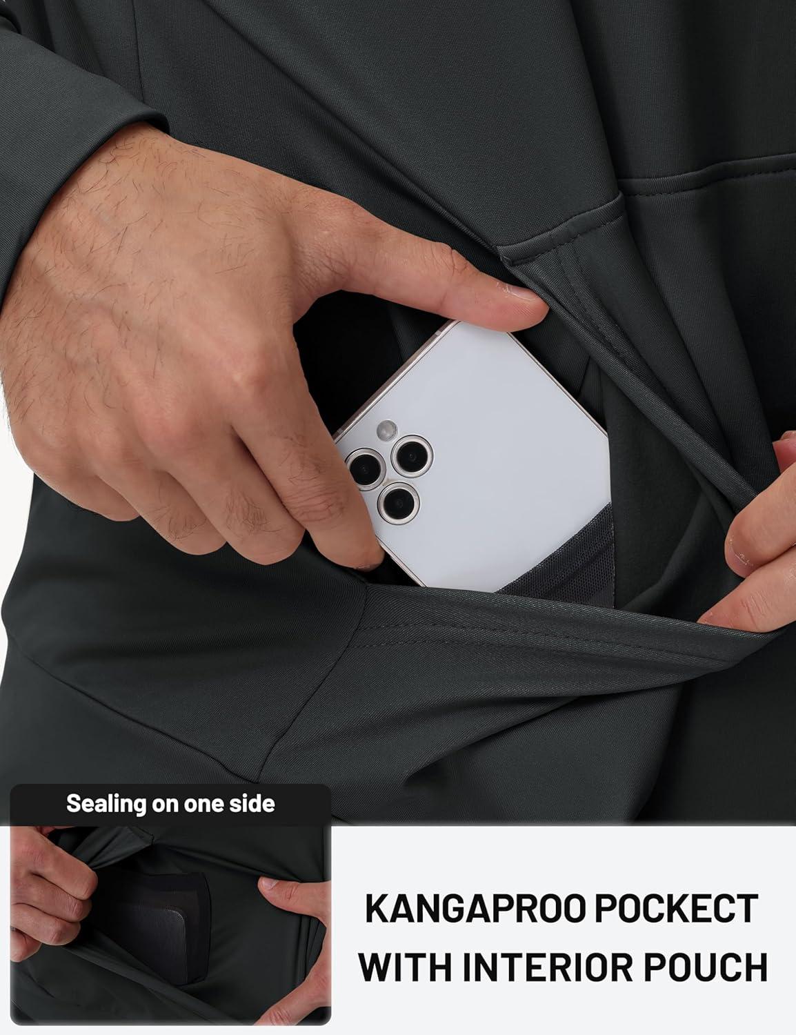 imageTACVASEN Mens Hoodies Fleece Lined Pullover Athletic Waterresistant Casual Workout Midweight Sweatshirts Kangaroo PocketsBlack