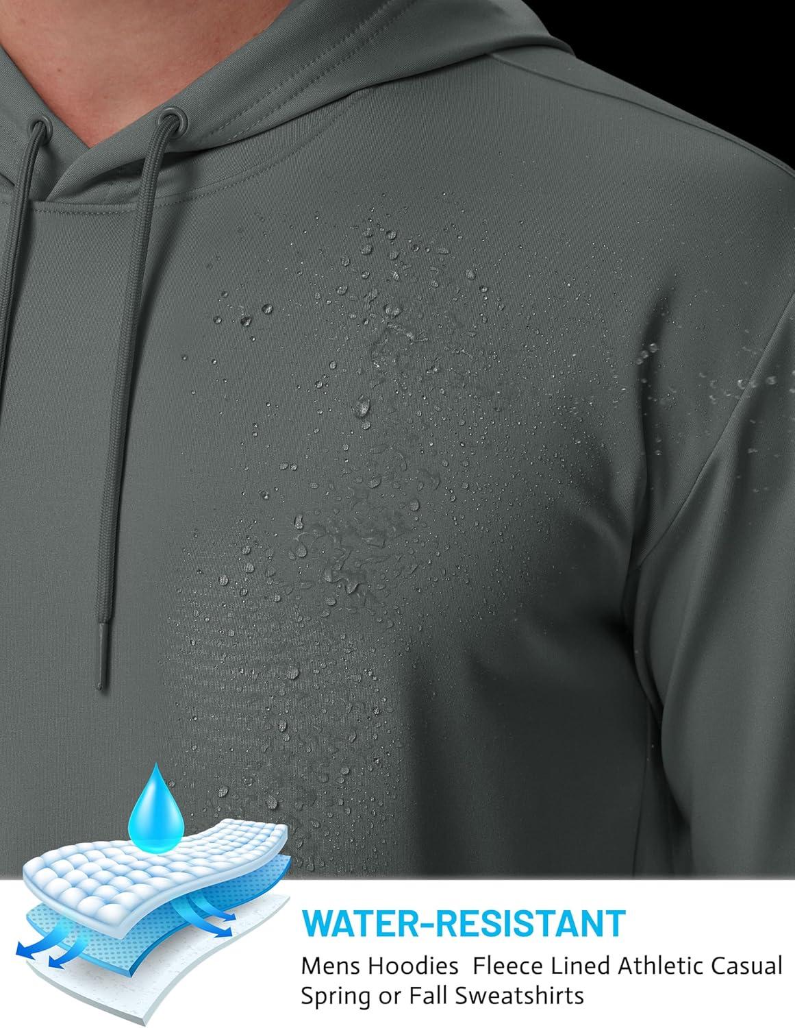 imageTACVASEN Mens Hoodies Fleece Lined Pullover Athletic Waterresistant Casual Workout Midweight Sweatshirts Kangaroo PocketsDarkgrey