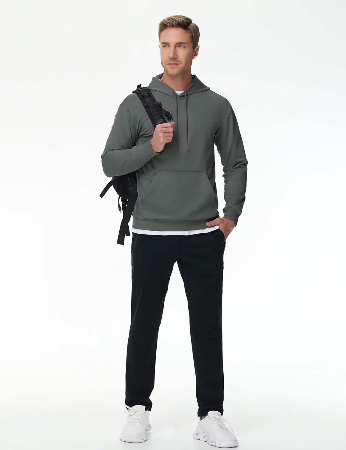 imageTACVASEN Mens Hoodies Fleece Lined Pullover Athletic Waterresistant Casual Workout Midweight Sweatshirts Kangaroo PocketsDarkgrey