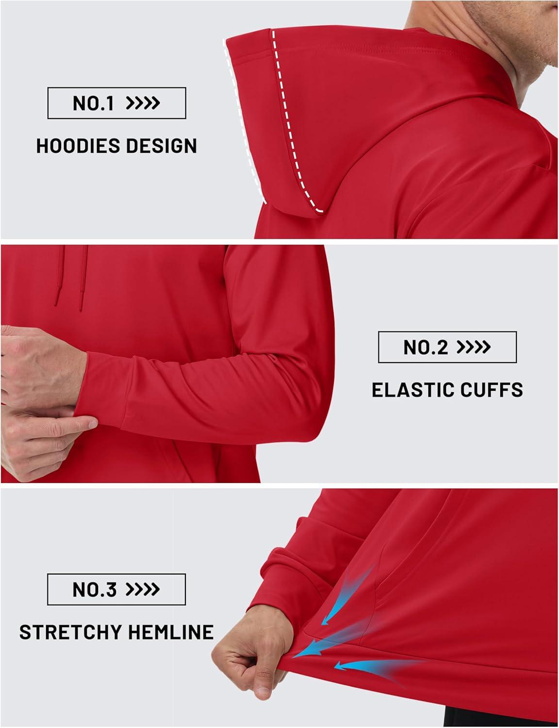 imageTACVASEN Mens Hoodies Fleece Lined Pullover Athletic Waterresistant Casual Workout Midweight Sweatshirts Kangaroo PocketsRed