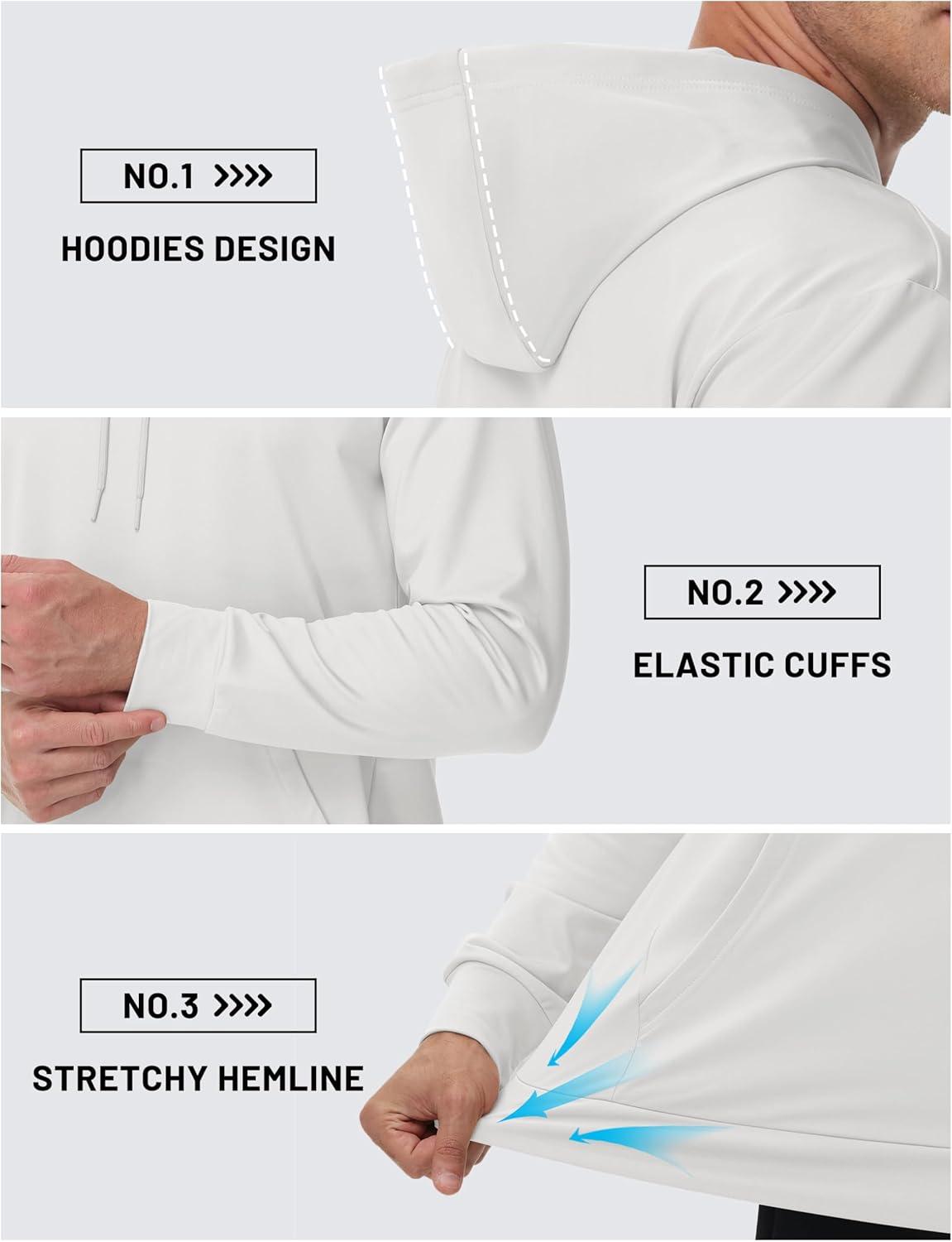 imageTACVASEN Mens Hoodies Fleece Lined Pullover Athletic Waterresistant Casual Workout Midweight Sweatshirts Kangaroo PocketsWhite