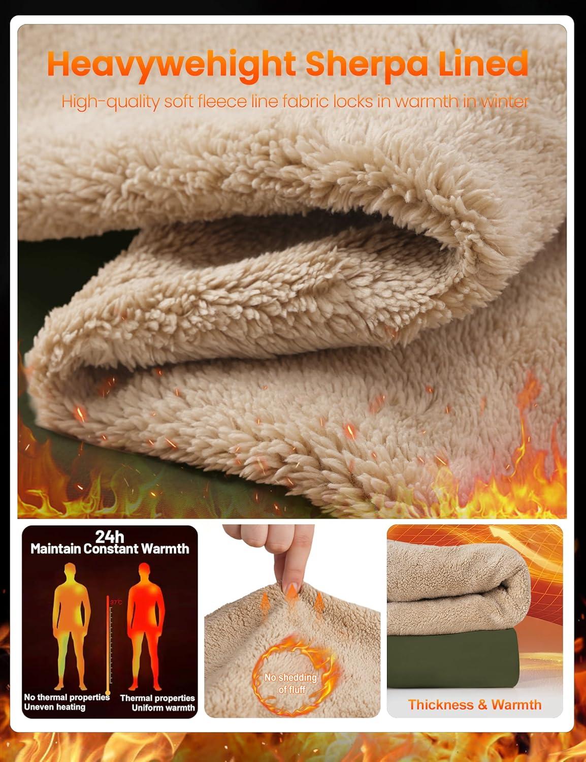 imageTACVASEN Mens Quarter Zip Fleece Pullover Sweatshirts Sherpa Lined Heavy weight Winter Shirts Thermal Warm SweatersArmygreen