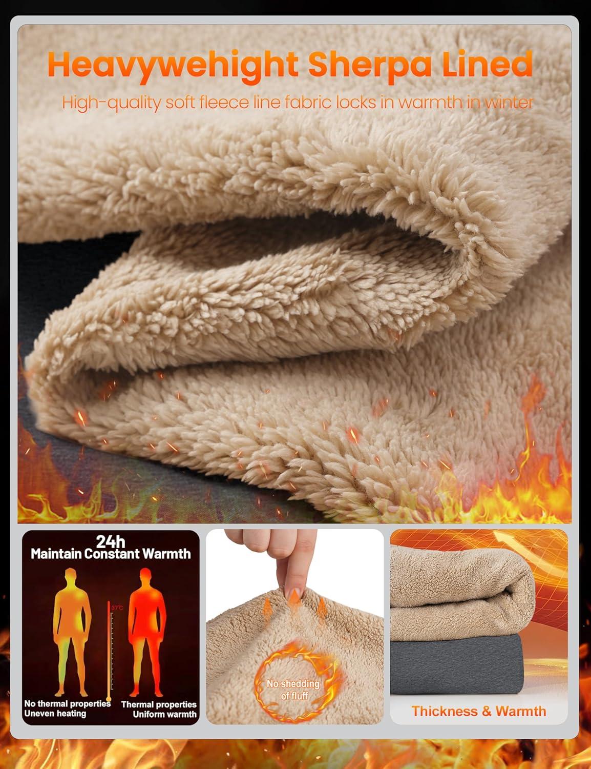 imageTACVASEN Mens Quarter Zip Fleece Pullover Sweatshirts Sherpa Lined Heavy weight Winter Shirts Thermal Warm SweatersDark Gary