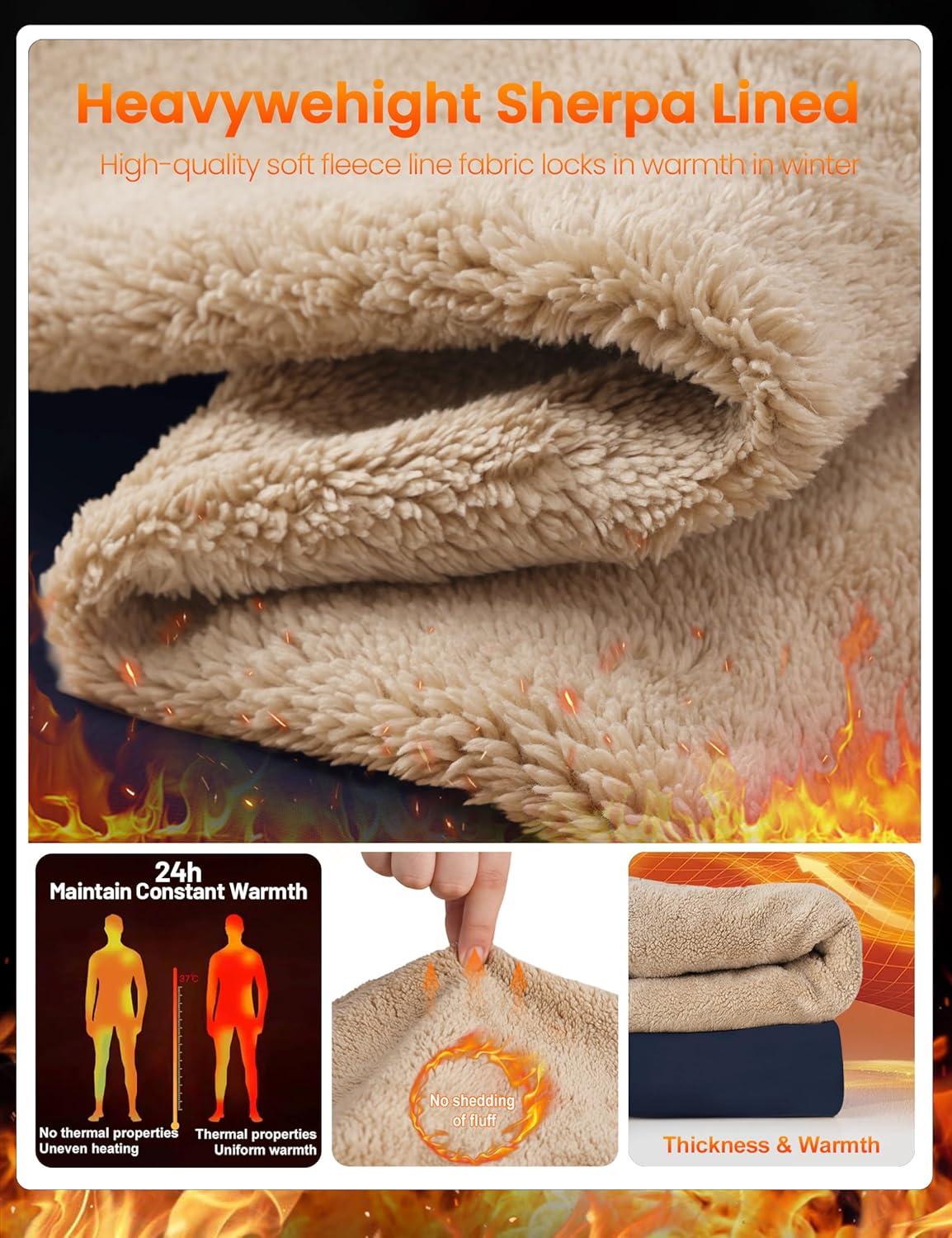 imageTACVASEN Mens Quarter Zip Fleece Pullover Sweatshirts Sherpa Lined Heavy weight Winter Shirts Thermal Warm SweatersNavy