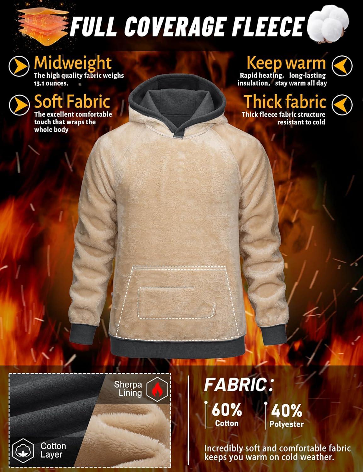 imageTACVASEN Mens Sherpa Lined Hoodies Pullover Midweight Fleece Winter Warm Athletic Sweatshirts with Kangaroo Pocket02 Dark Grey