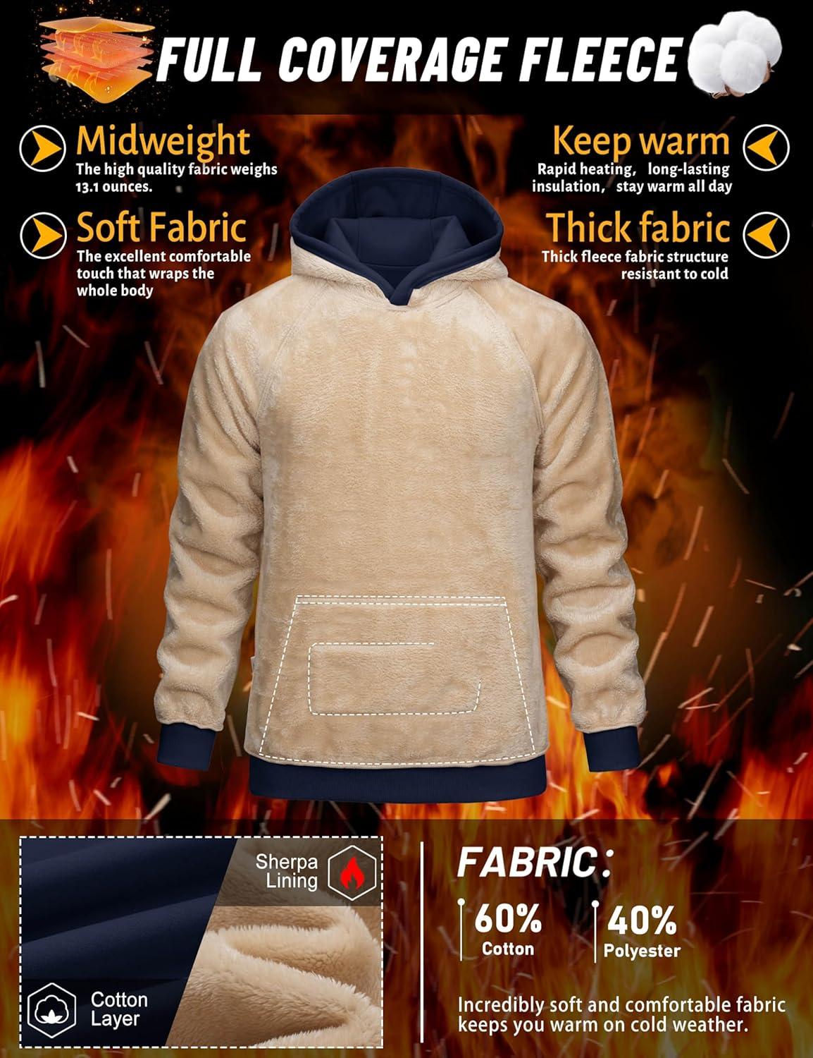 imageTACVASEN Mens Sherpa Lined Hoodies Pullover Midweight Fleece Winter Warm Athletic Sweatshirts with Kangaroo Pocket03 Navy