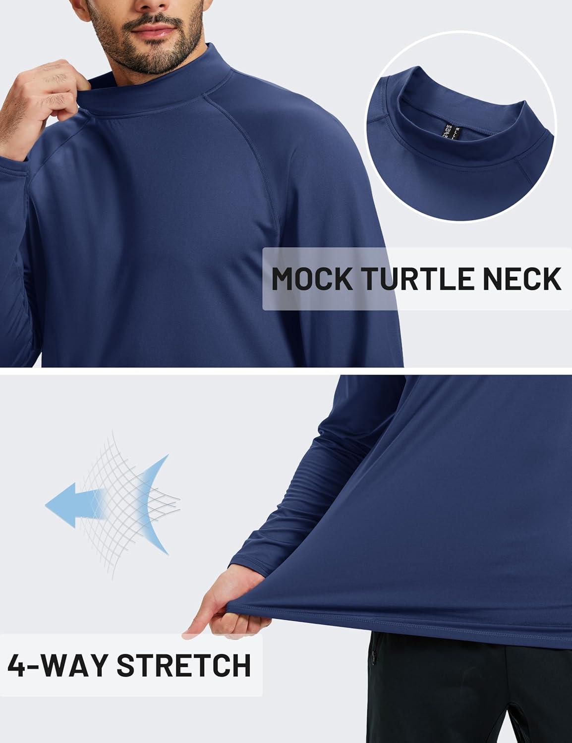 imageTACVASEN Mens Thermal Fleece Shirt Mock Turtle Neck Base Layer Long Sleeve Athletic Warm Undershirt Winter Running Tops04 Navy