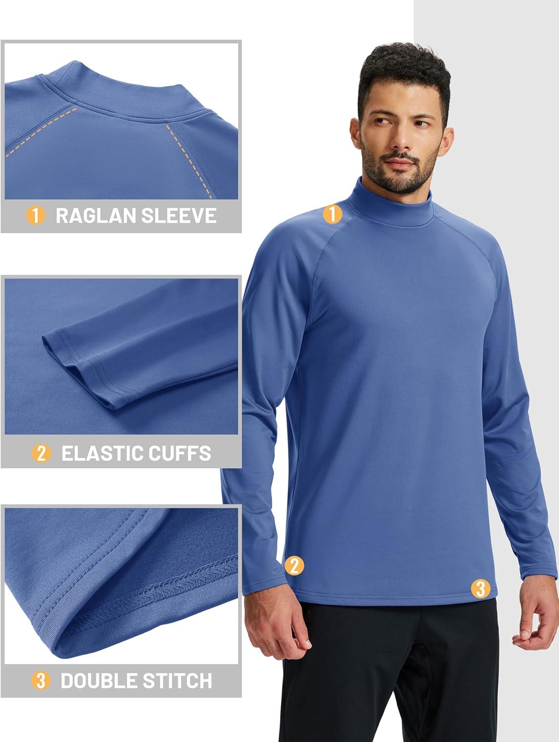imageTACVASEN Mens Thermal Fleece Shirt Mock Turtle Neck Base Layer Long Sleeve Athletic Warm Undershirt Winter Running Tops06 Blue Grey