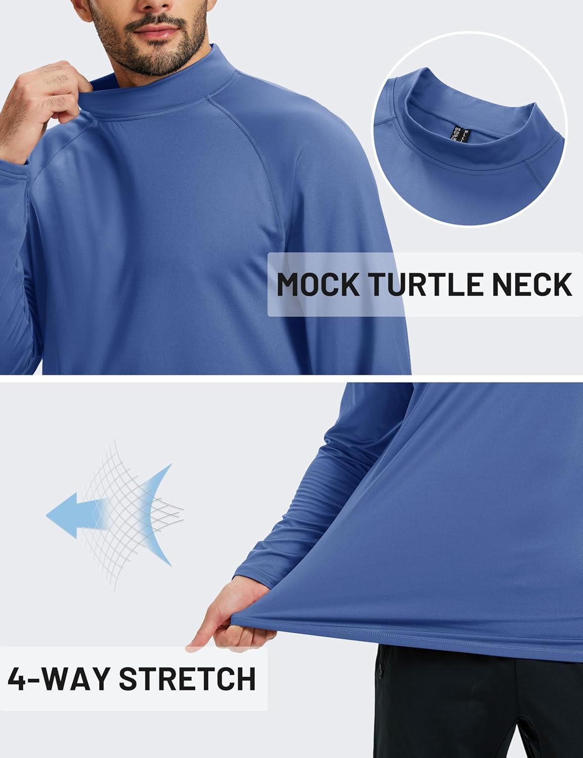imageTACVASEN Mens Thermal Fleece Shirt Mock Turtle Neck Base Layer Long Sleeve Athletic Warm Undershirt Winter Running Tops06 Blue Grey