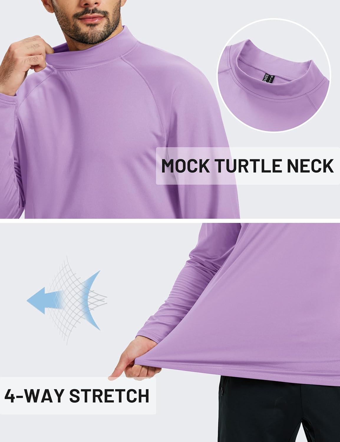 imageTACVASEN Mens Thermal Fleece Shirt Mock Turtle Neck Base Layer Long Sleeve Athletic Warm Undershirt Winter Running Tops08 Light Purple