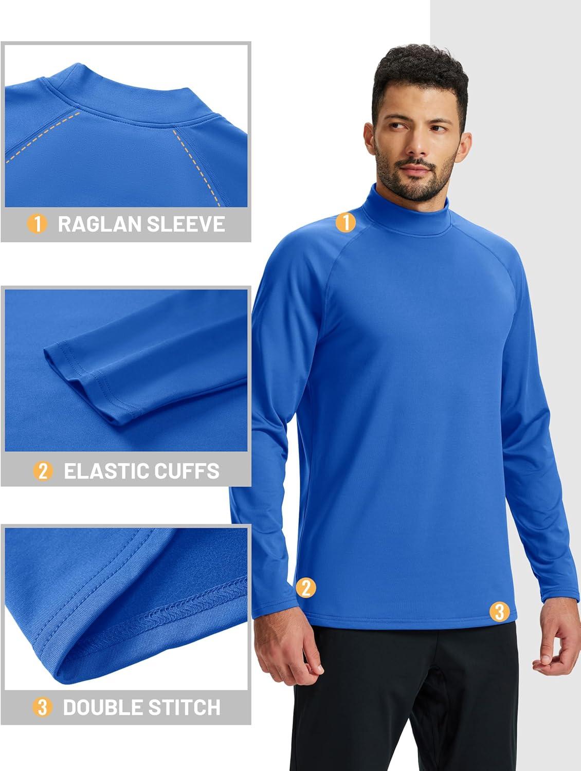 imageTACVASEN Mens Thermal Fleece Shirt Mock Turtle Neck Base Layer Long Sleeve Athletic Warm Undershirt Winter Running Tops09 Color Blue