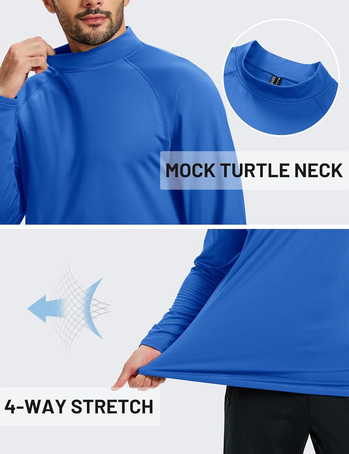 imageTACVASEN Mens Thermal Fleece Shirt Mock Turtle Neck Base Layer Long Sleeve Athletic Warm Undershirt Winter Running Tops09 Color Blue