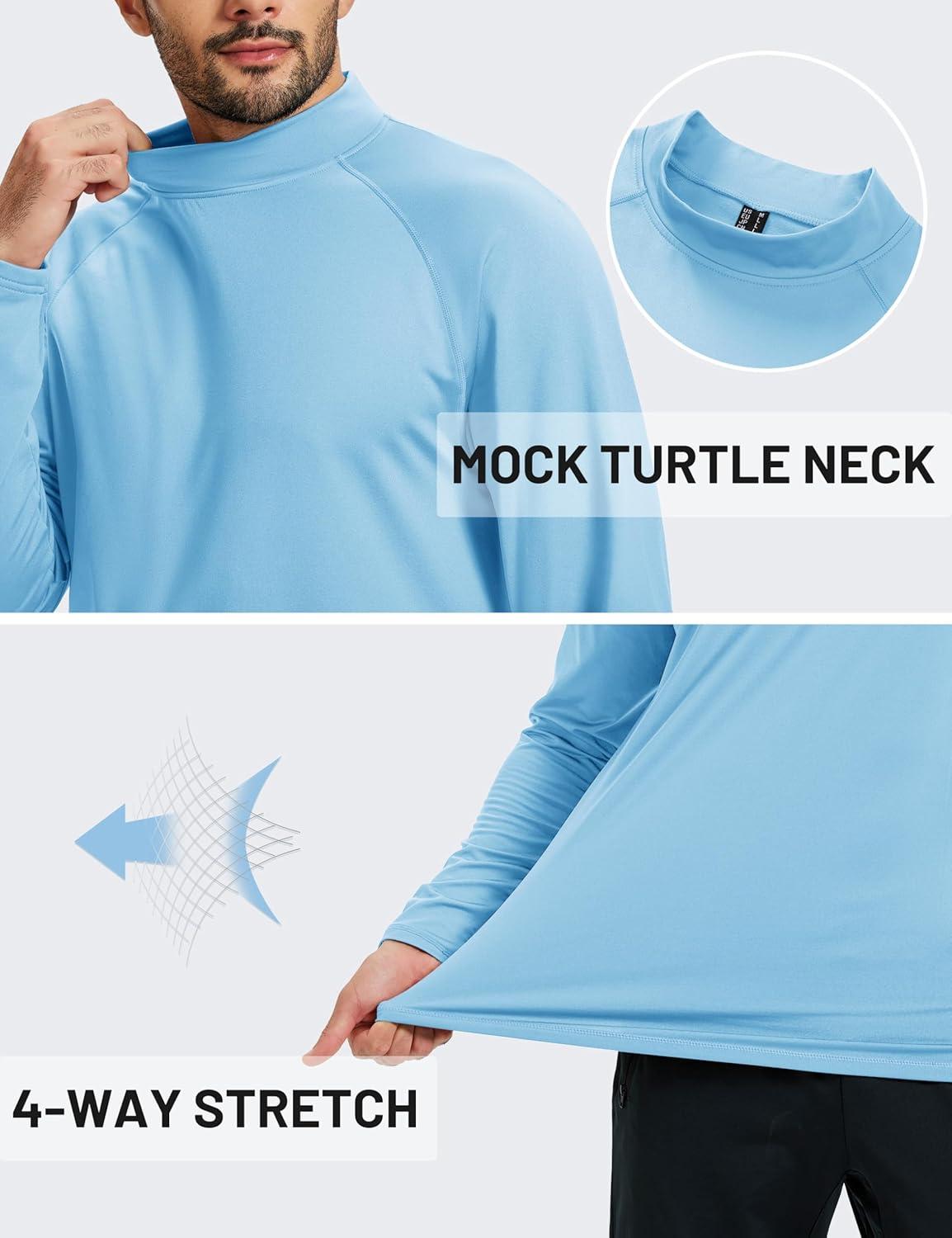 imageTACVASEN Mens Thermal Fleece Shirt Mock Turtle Neck Base Layer Long Sleeve Athletic Warm Undershirt Winter Running Tops10 Sky Blue