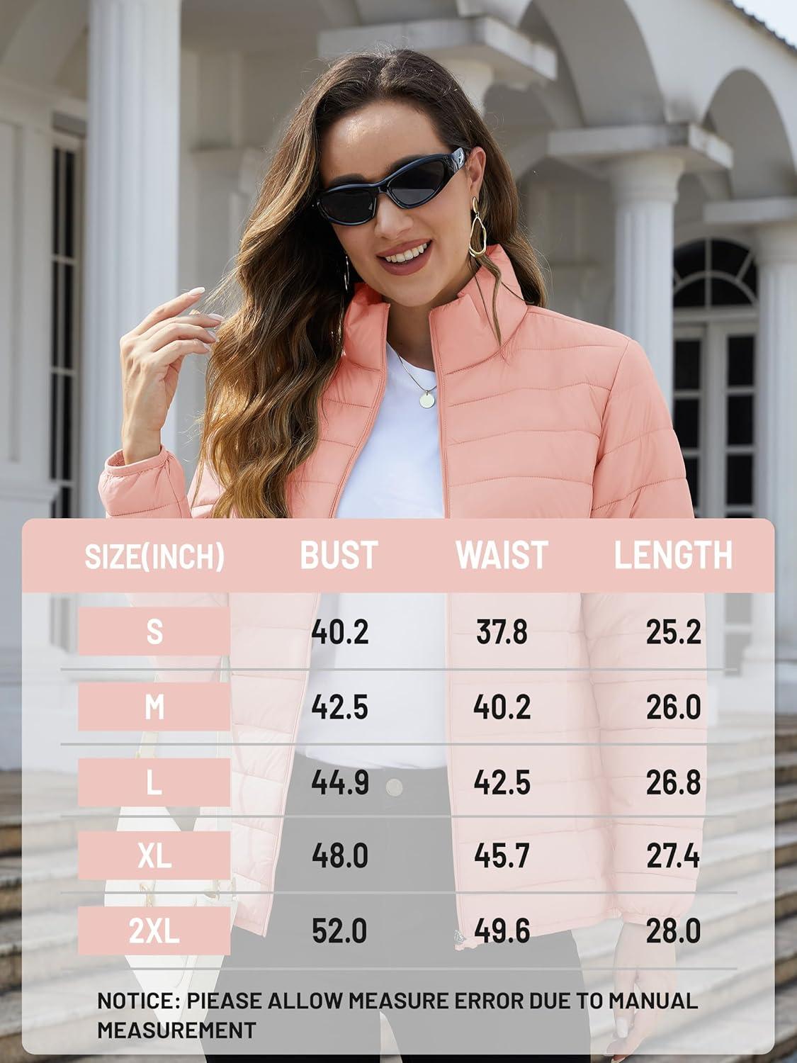 imageTACVASEN Womens Puffer Jackets Quilted Packable Puffy Coats Lightweight Winter Warm Zip Up Down Jacket Stand CollarApricot