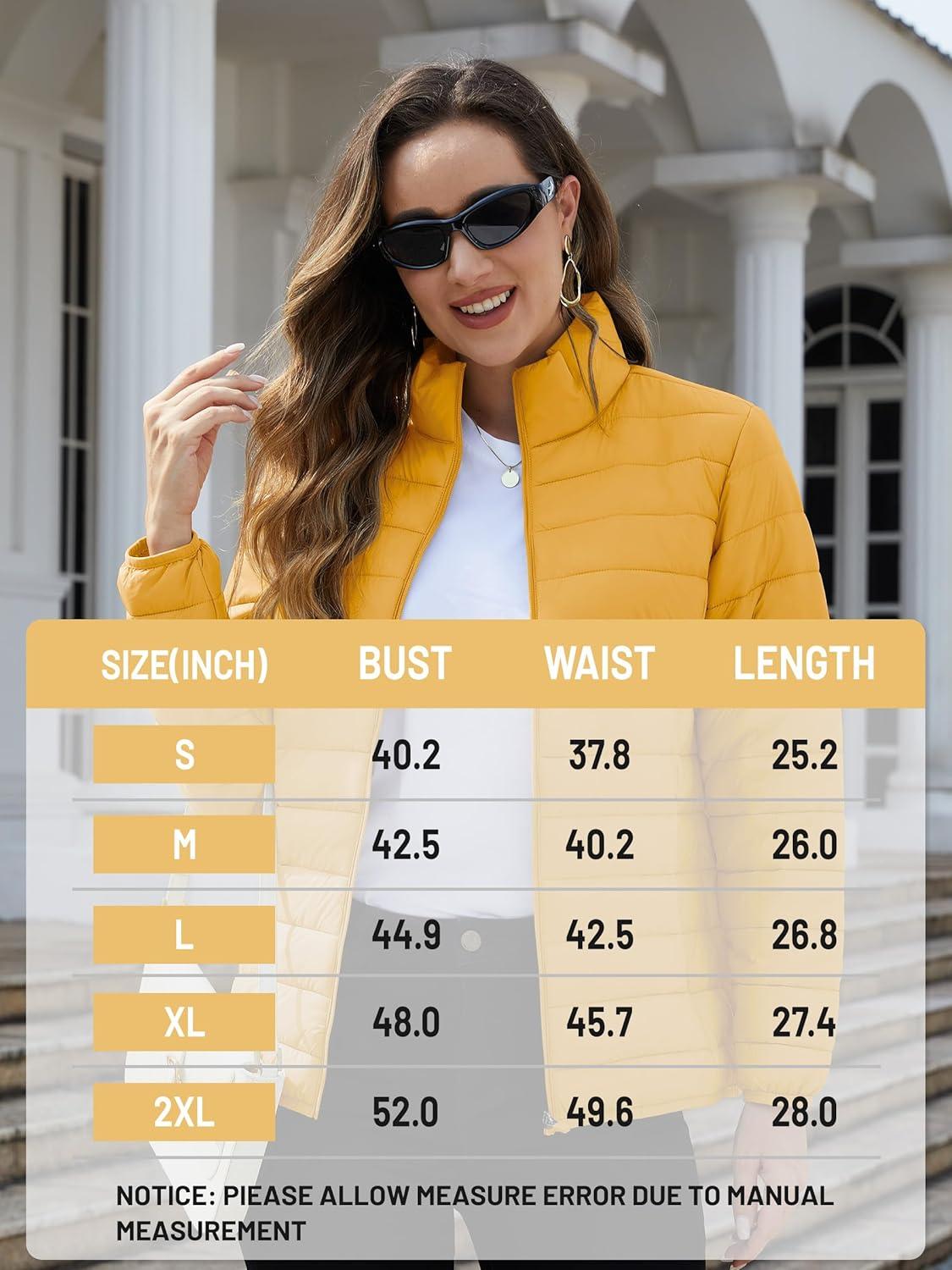 imageTACVASEN Womens Puffer Jackets Quilted Packable Puffy Coats Lightweight Winter Warm Zip Up Down Jacket Stand CollarGinger