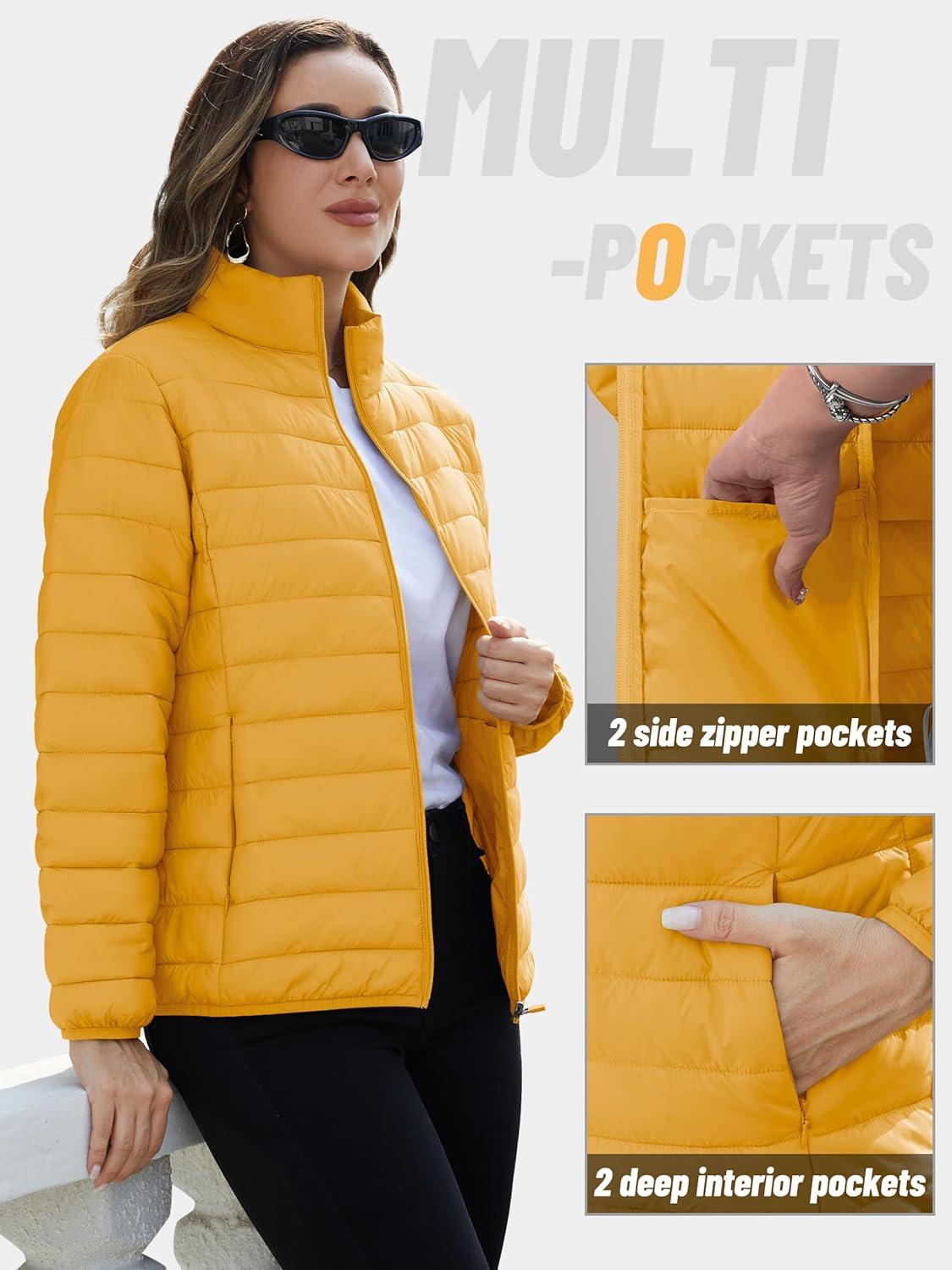 imageTACVASEN Womens Puffer Jackets Quilted Packable Puffy Coats Lightweight Winter Warm Zip Up Down Jacket Stand CollarGinger