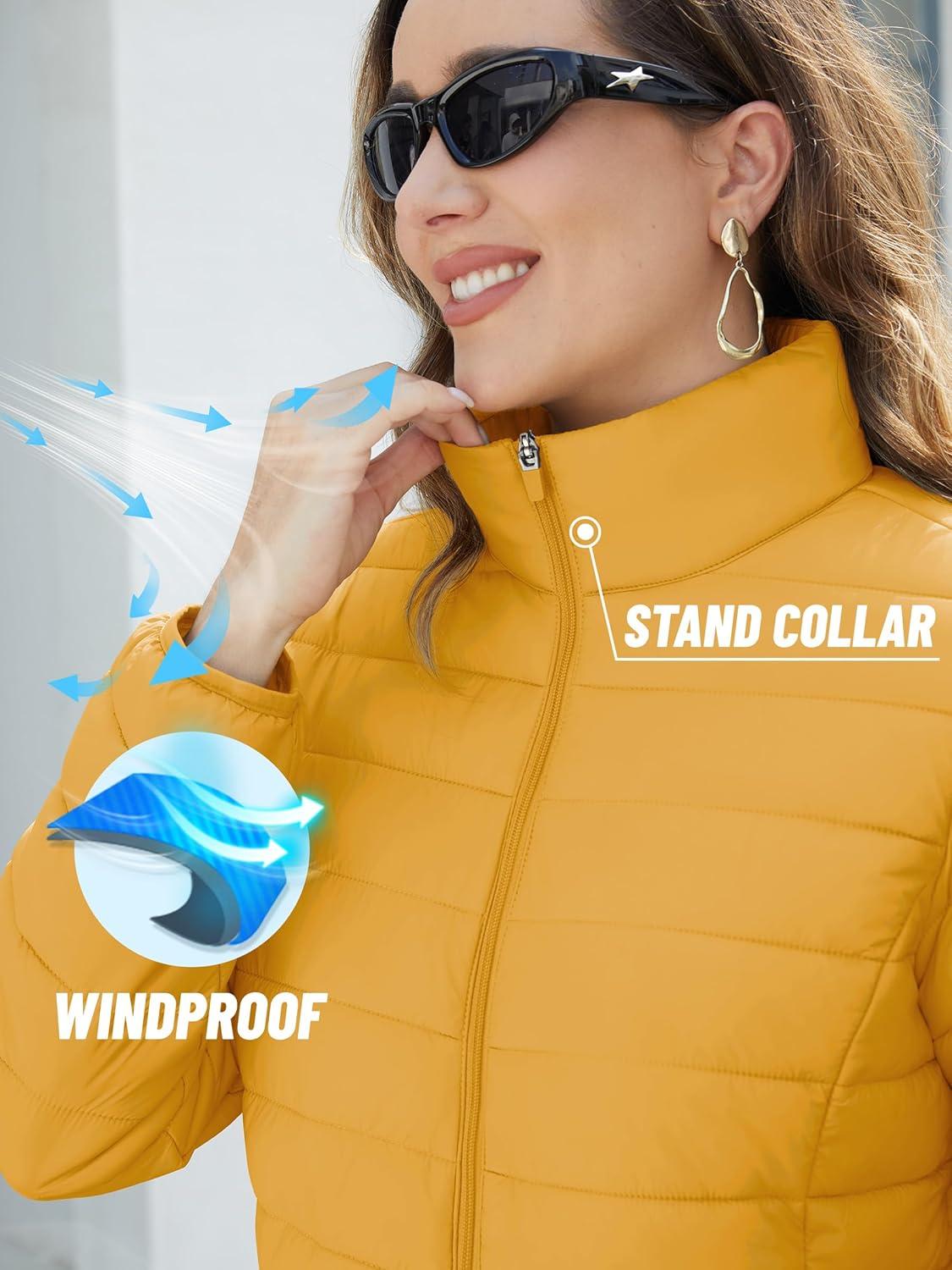 imageTACVASEN Womens Puffer Jackets Quilted Packable Puffy Coats Lightweight Winter Warm Zip Up Down Jacket Stand CollarGinger