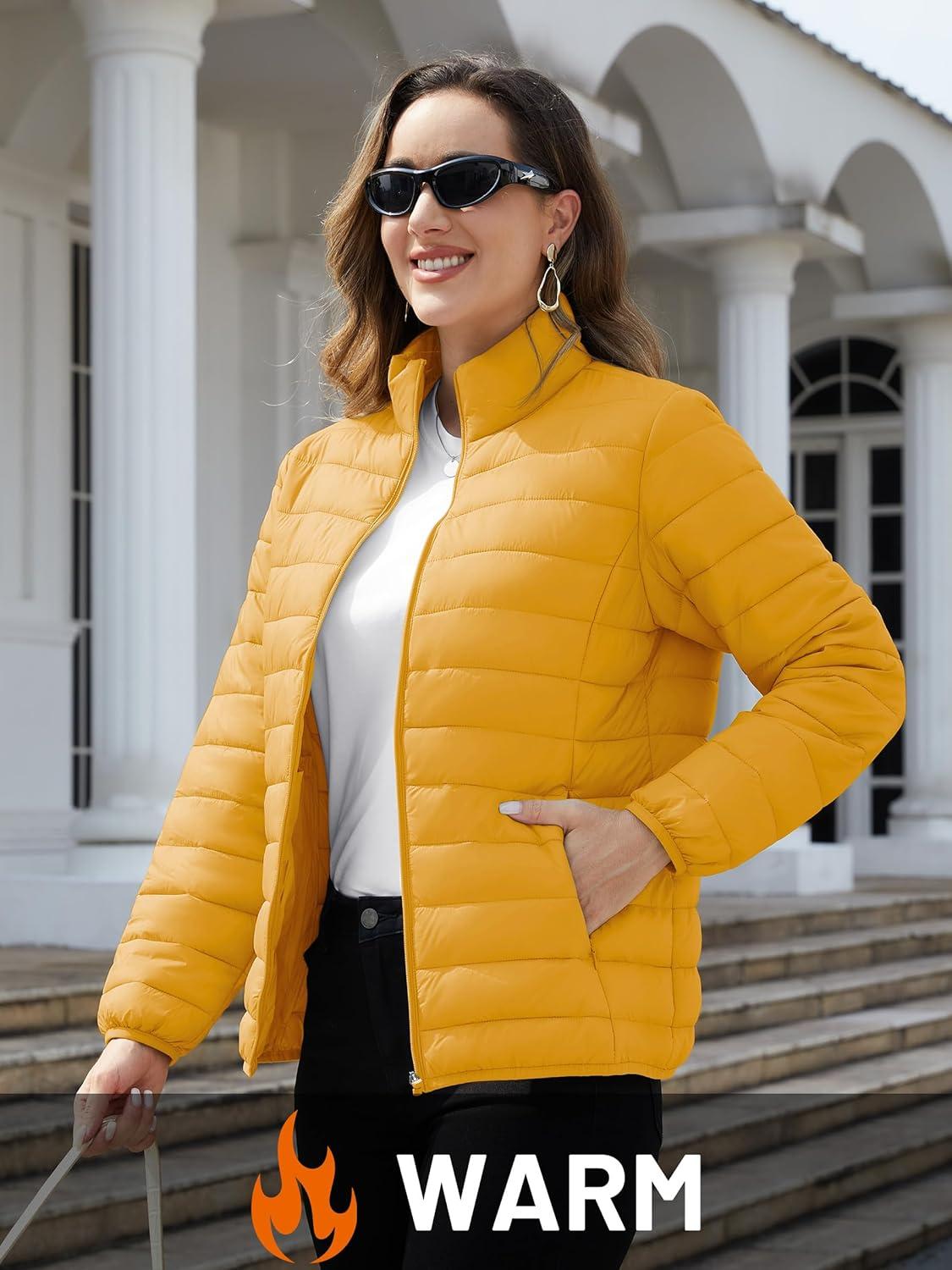 imageTACVASEN Womens Puffer Jackets Quilted Packable Puffy Coats Lightweight Winter Warm Zip Up Down Jacket Stand CollarGinger