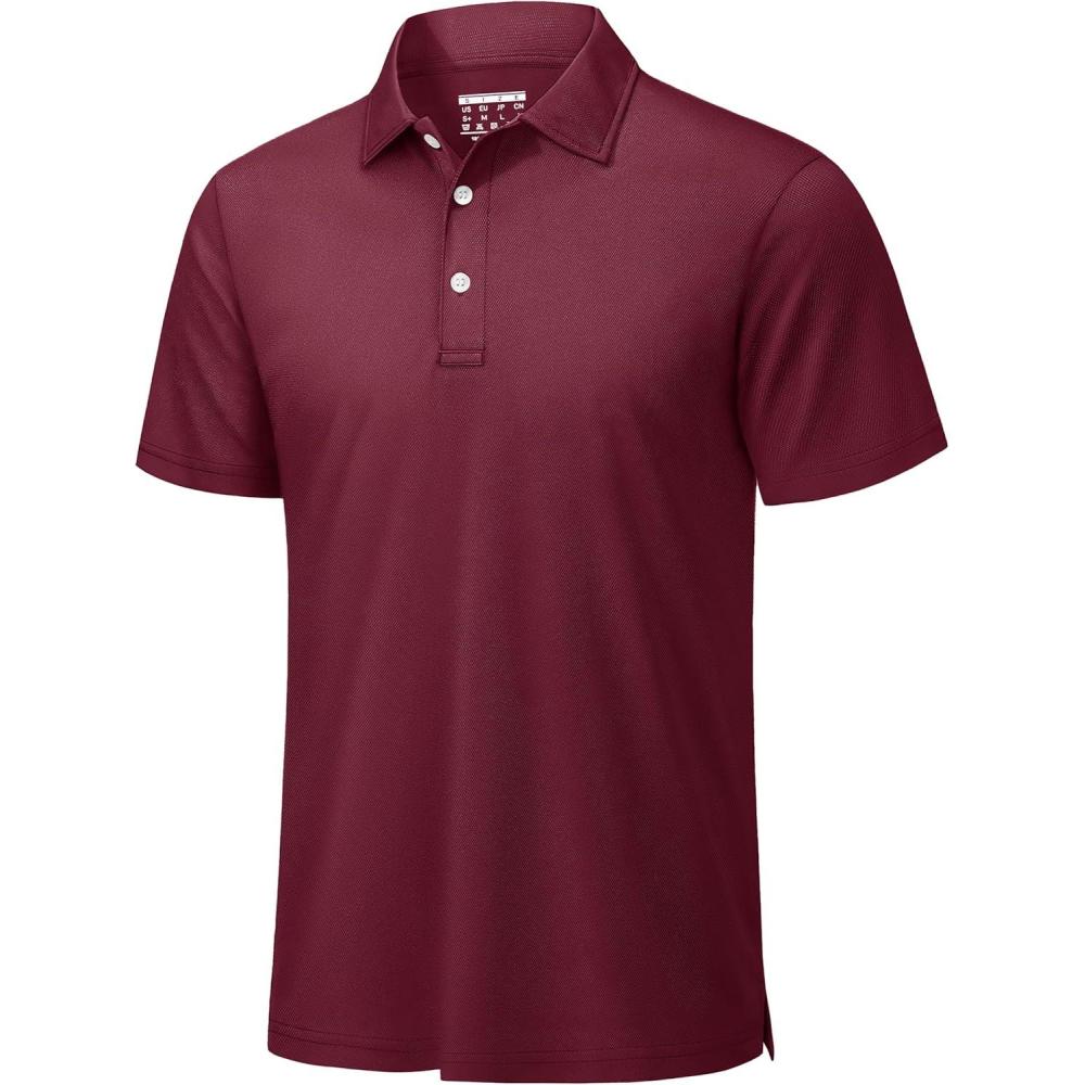 imageTACVASEN Mens Golf Shirt Dry Fit Mens Polo Shirts Short Sleeve Performance Golf Polos for Men with Collar Work Shirts07wine Red