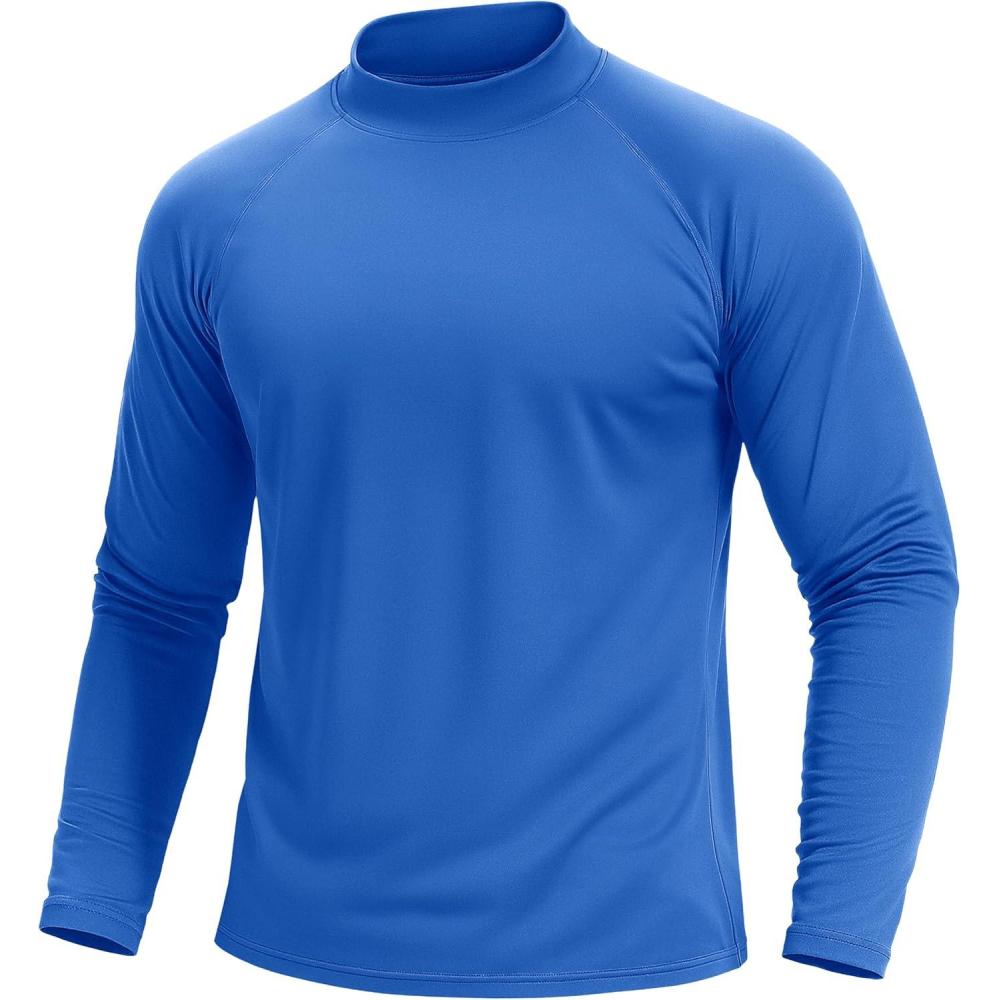 imageTACVASEN Mens Thermal Fleece Shirt Mock Turtle Neck Base Layer Long Sleeve Athletic Warm Undershirt Winter Running Tops09 Color Blue
