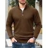imageTACVASEN Mens 14 Zip Sweaters Cotton Casual Pullover Sweaters Knit Fall Winter SweatshirtsBrown