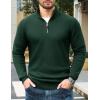 imageTACVASEN Mens 14 Zip Sweaters Cotton Casual Pullover Sweaters Knit Fall Winter SweatshirtsDark Green