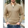 imageTACVASEN Mens 14 Zip Sweaters Cotton Casual Pullover Sweaters Knit Fall Winter SweatshirtsKhaki