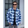 imageTACVASEN Mens Flannel Shirt Quilted Lined Theraml Winter Coat Button Down Insulated Flannel Shirts JacketBlue White