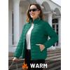 imageTACVASEN Womens Puffer Jackets Quilted Packable Puffy Coats Lightweight Winter Warm Zip Up Down Jacket Stand CollarEmerald Green