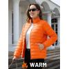 imageTACVASEN Womens Puffer Jackets Quilted Packable Puffy Coats Lightweight Winter Warm Zip Up Down Jacket Stand CollarOrange